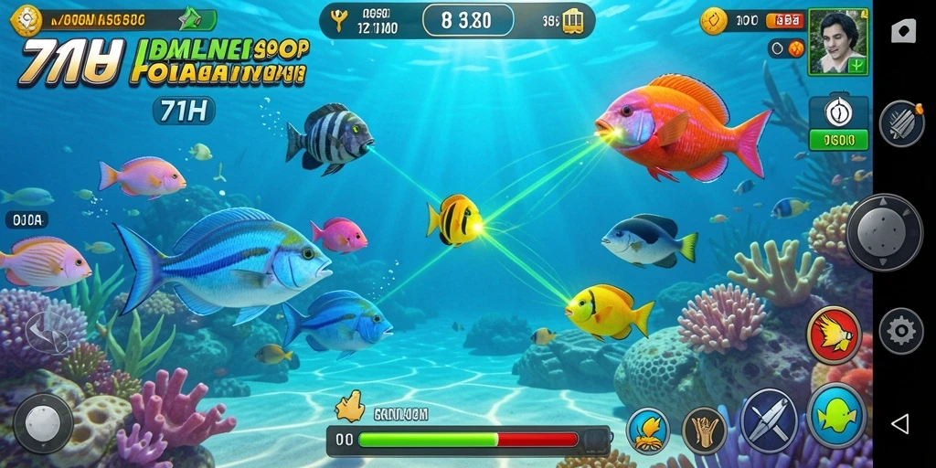 Gameplay seru dengan berbagai jenis ikan yang menunggu untuk ditangkap.