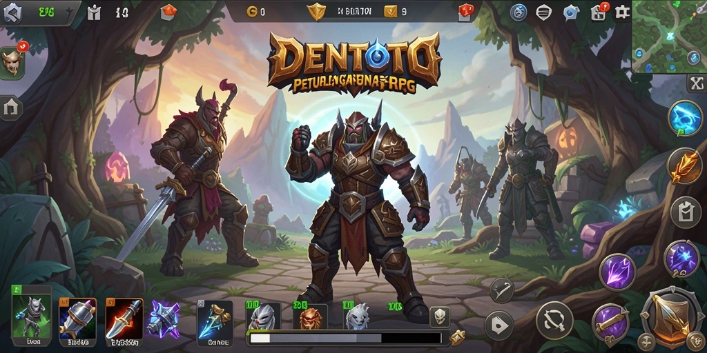 Menampilkan aksi pertarungan seru dalam DENTOTO ARPG.