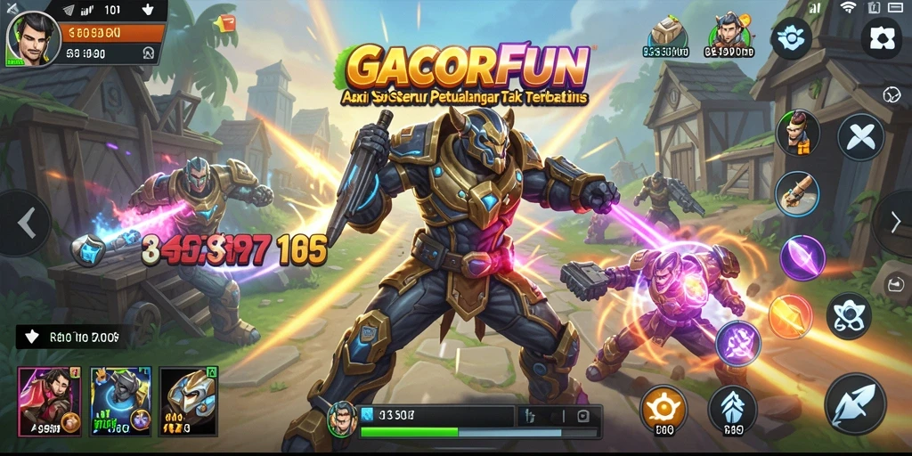 Tampilan gameplay GACORFUN yang intens dan penuh aksi