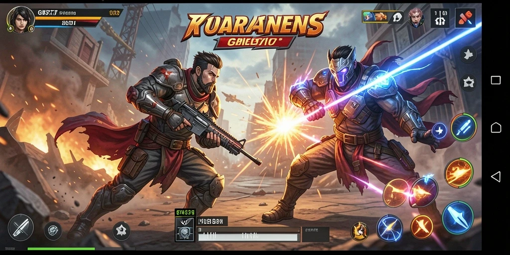 Screenshot menunjukkan aksi mendebarkan dalam GUS77 saat bertarung.