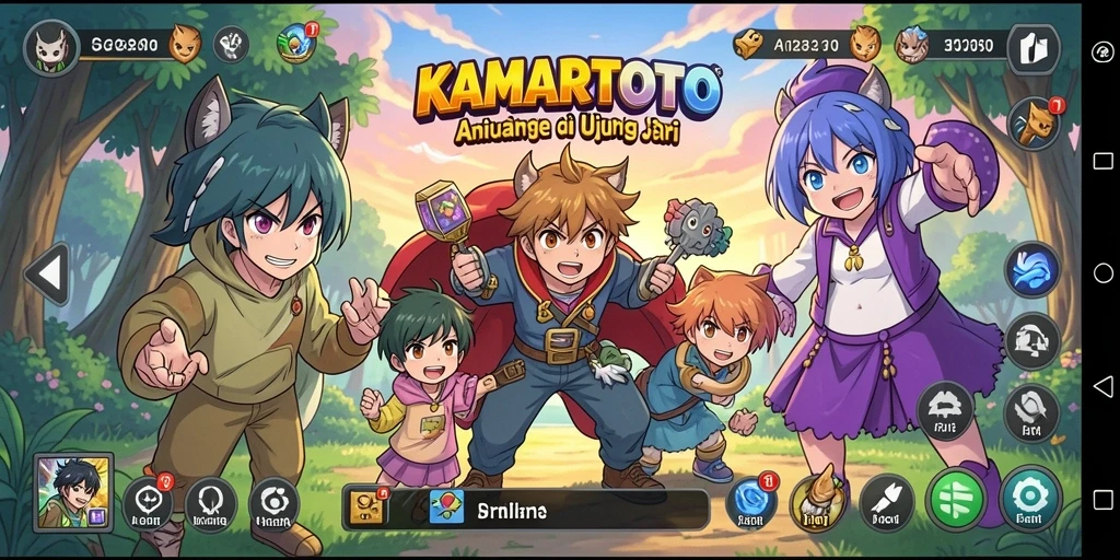 Tampilan menakjubkan dari gameplay <strong>KAMARTOTO</strong> yang penuh warna dan karakter anime.