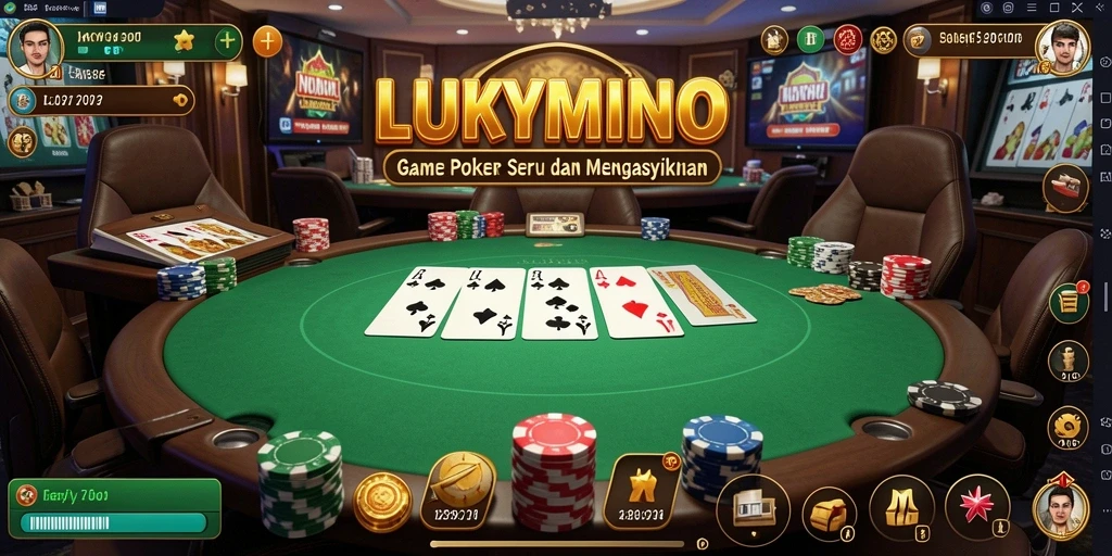 Tampilan gameplay LUKYMINO yang menegangkan di meja Poker.