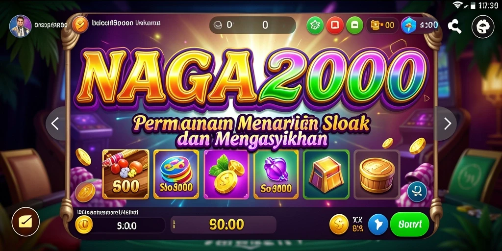 Screenshot gameplay NAGA2000 dengan tampilan fitur slot yang menarik.