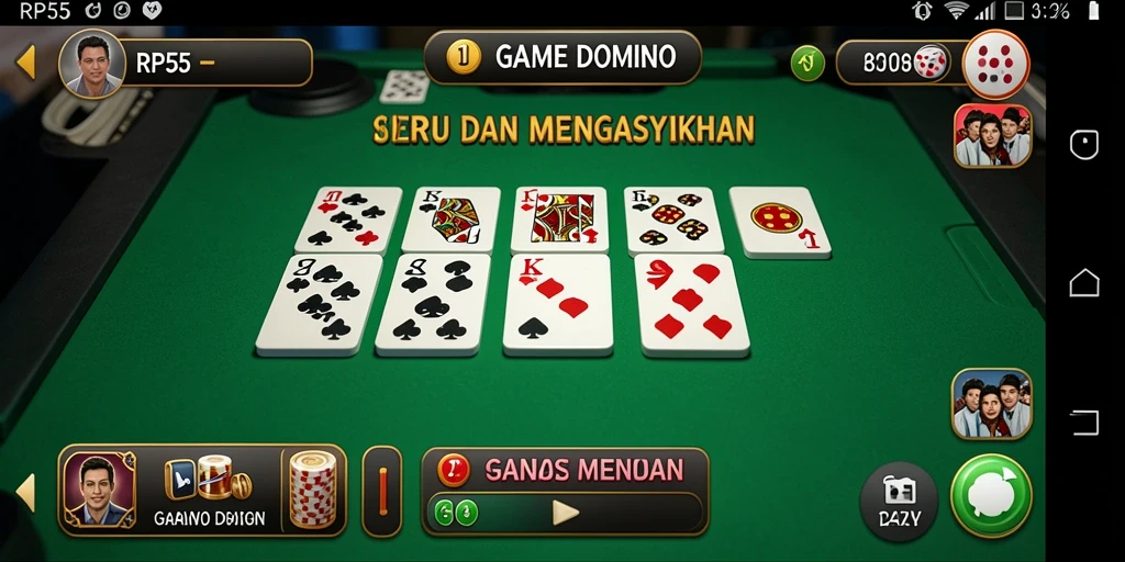 Tampilan gameplay seru dari RP55 yang menampilkan permainan Domino.