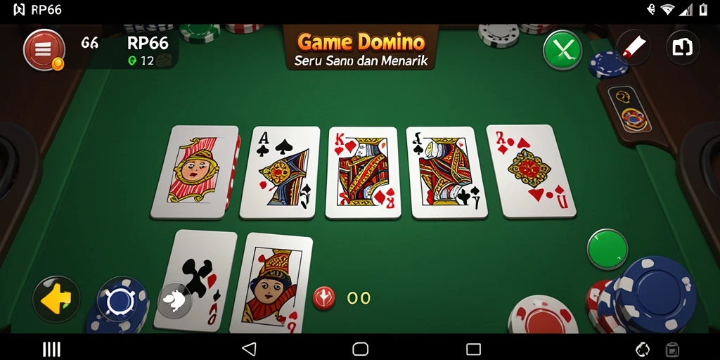 Screenshot gameplay RP66 menunjukkan aksi seru permainan domino.